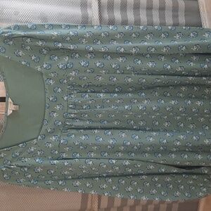 Lucky Brand Soft Sage Floral Scoop-Neck Blouse Size M